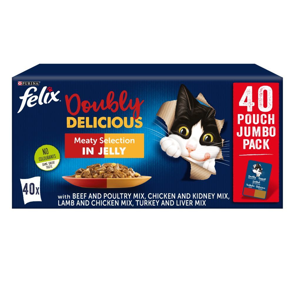 Felix As Good As It Looks - Doubly Delicious Jumbo Pack 40 x 100g - Meaty Selection in Jelly