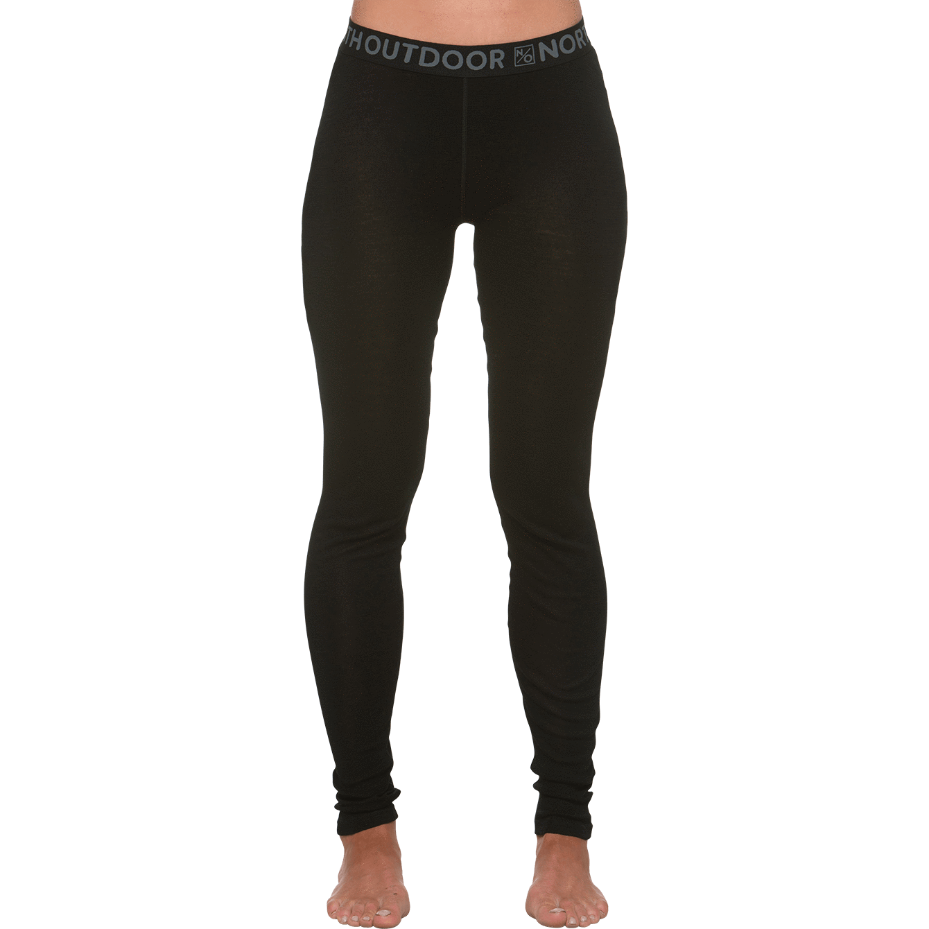 North Outdoor Women's Base Layer Pants - 100 % Merino Wool ACTIVE 210, Black / XS