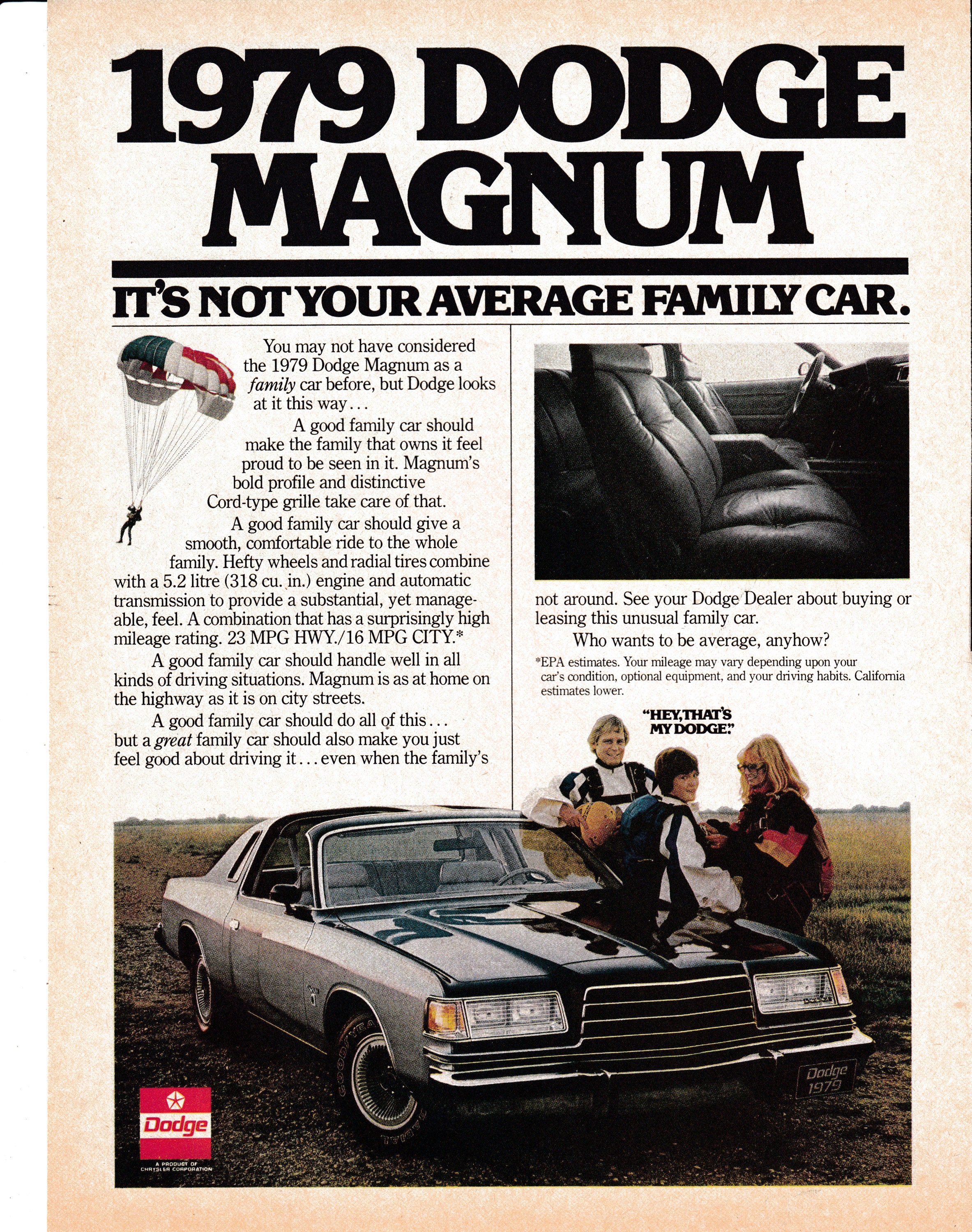 1979 Dodge Magnum 5.2 Liter 318 Ci Original Magazine Ad