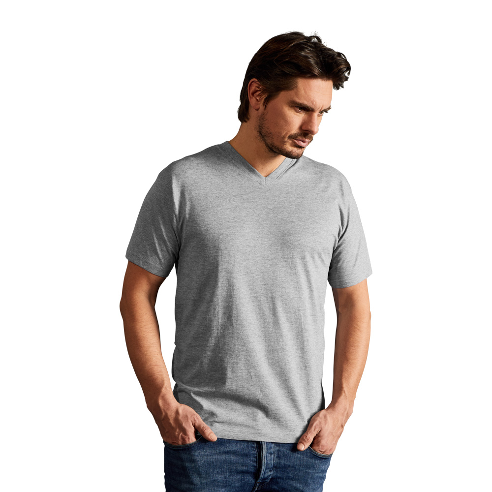 Premium V-Ausschnitt T-Shirt Herren, Sportgrau, XL
