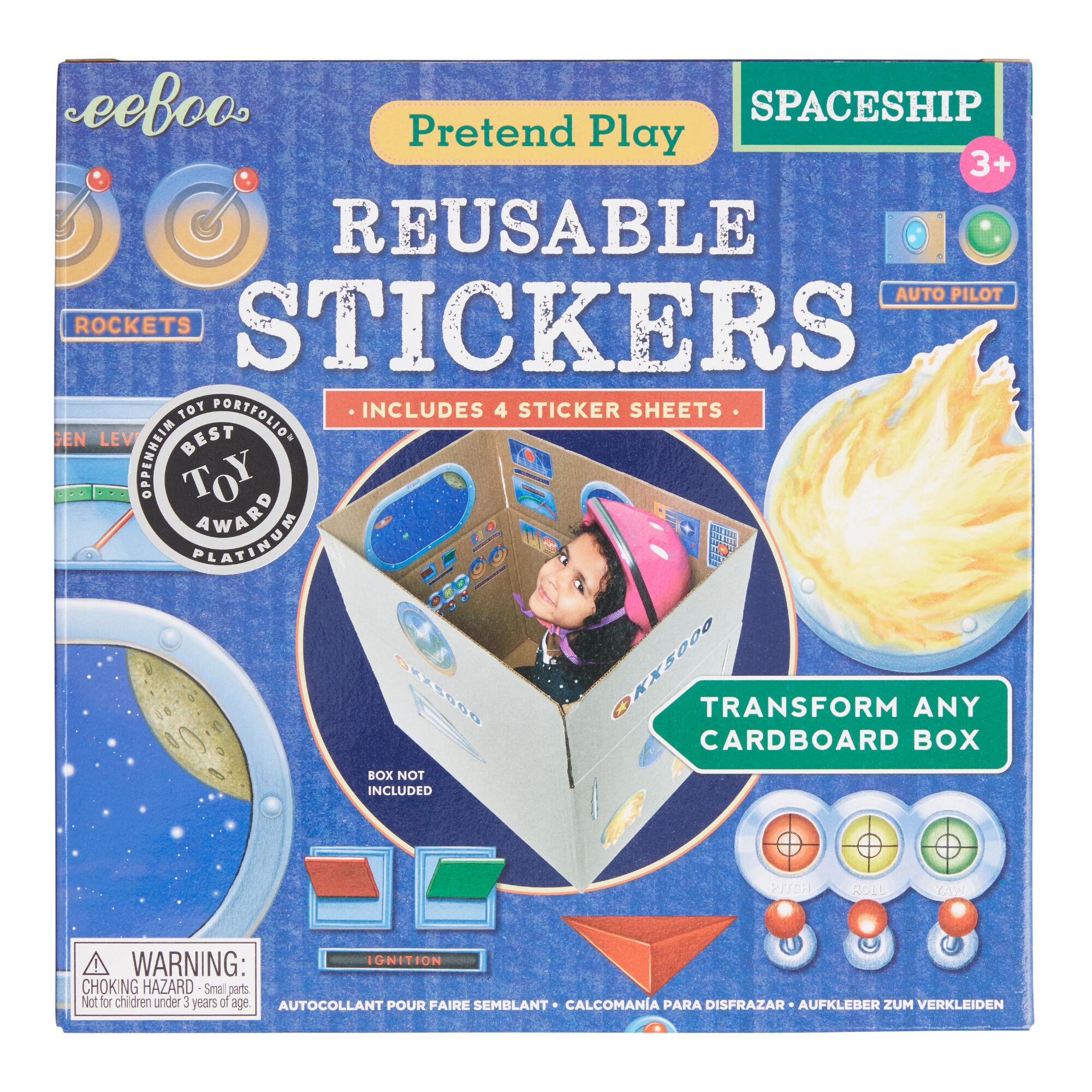 Eeboo Spaceship Pretend Play Reusable Stickers: Multi - Paper by World Market