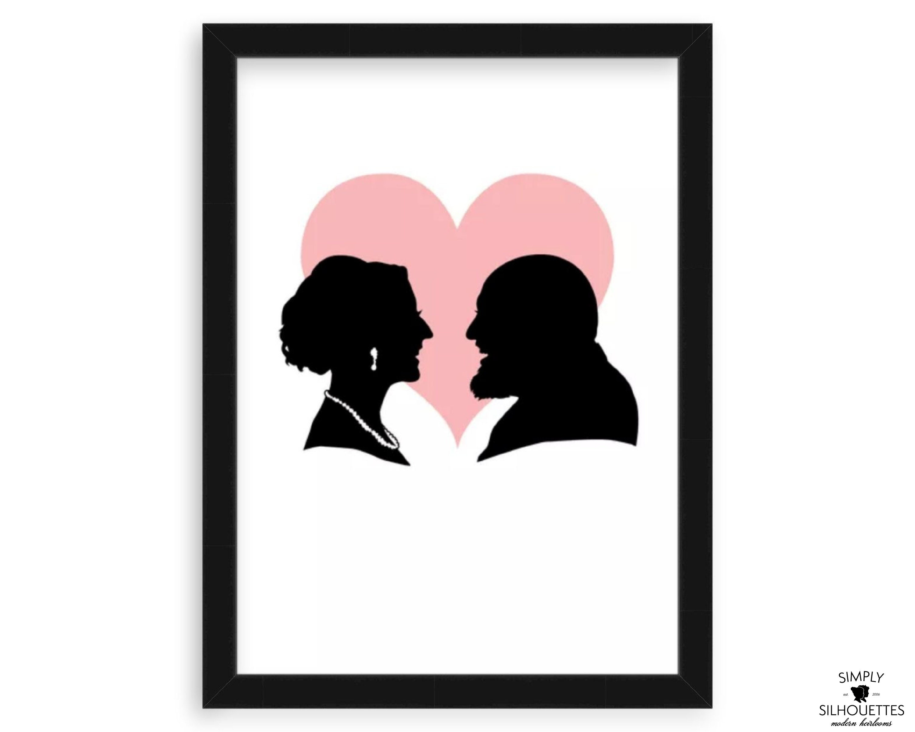 Custom Silhouette Couple Print Made From Your Photo By Simply Silhouettes