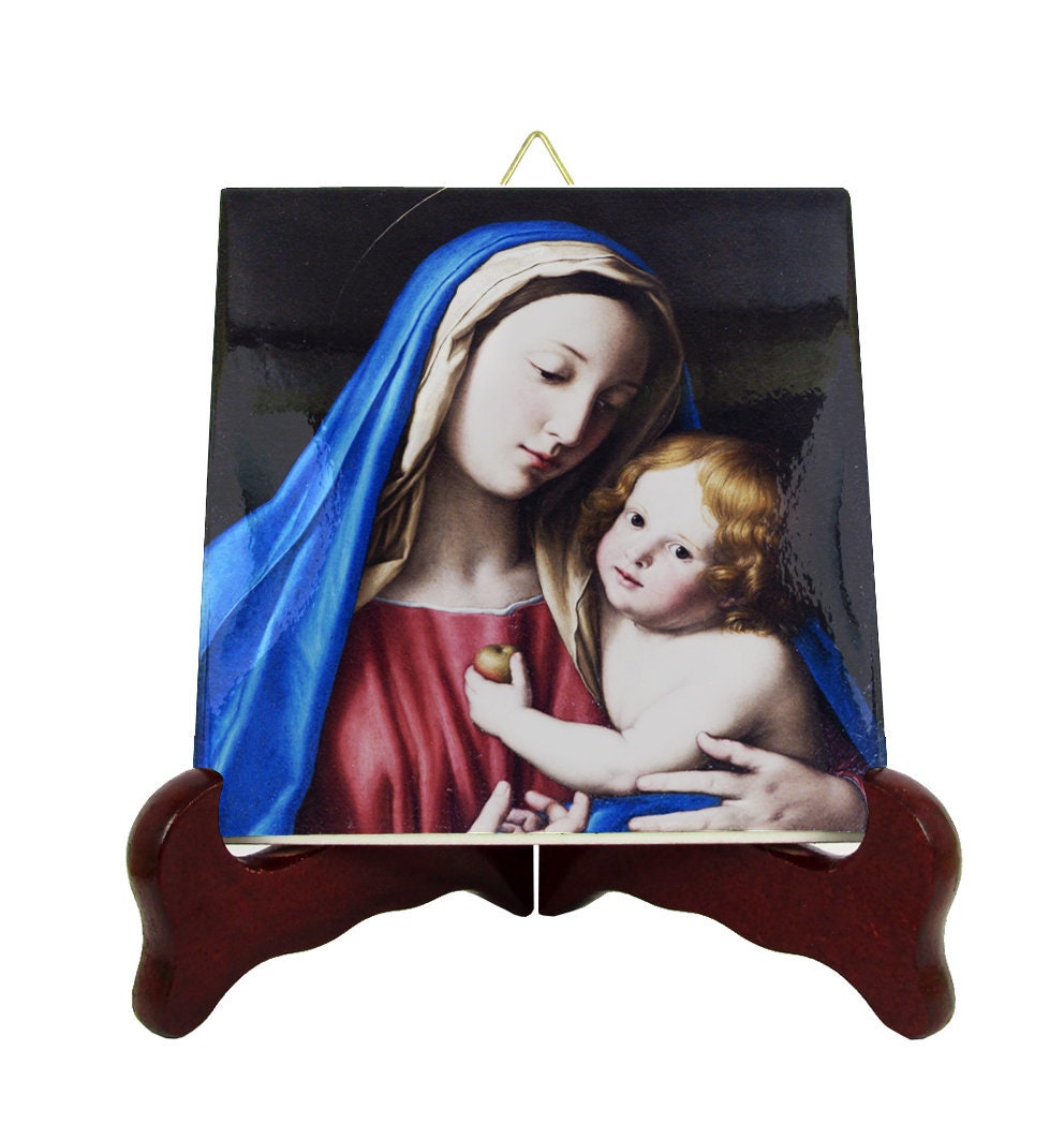Devotional - Blessed Mother Mary & Jesus Religious Icon On Tile Virgin Icons Devotionals Catholic Gifts Religious Images