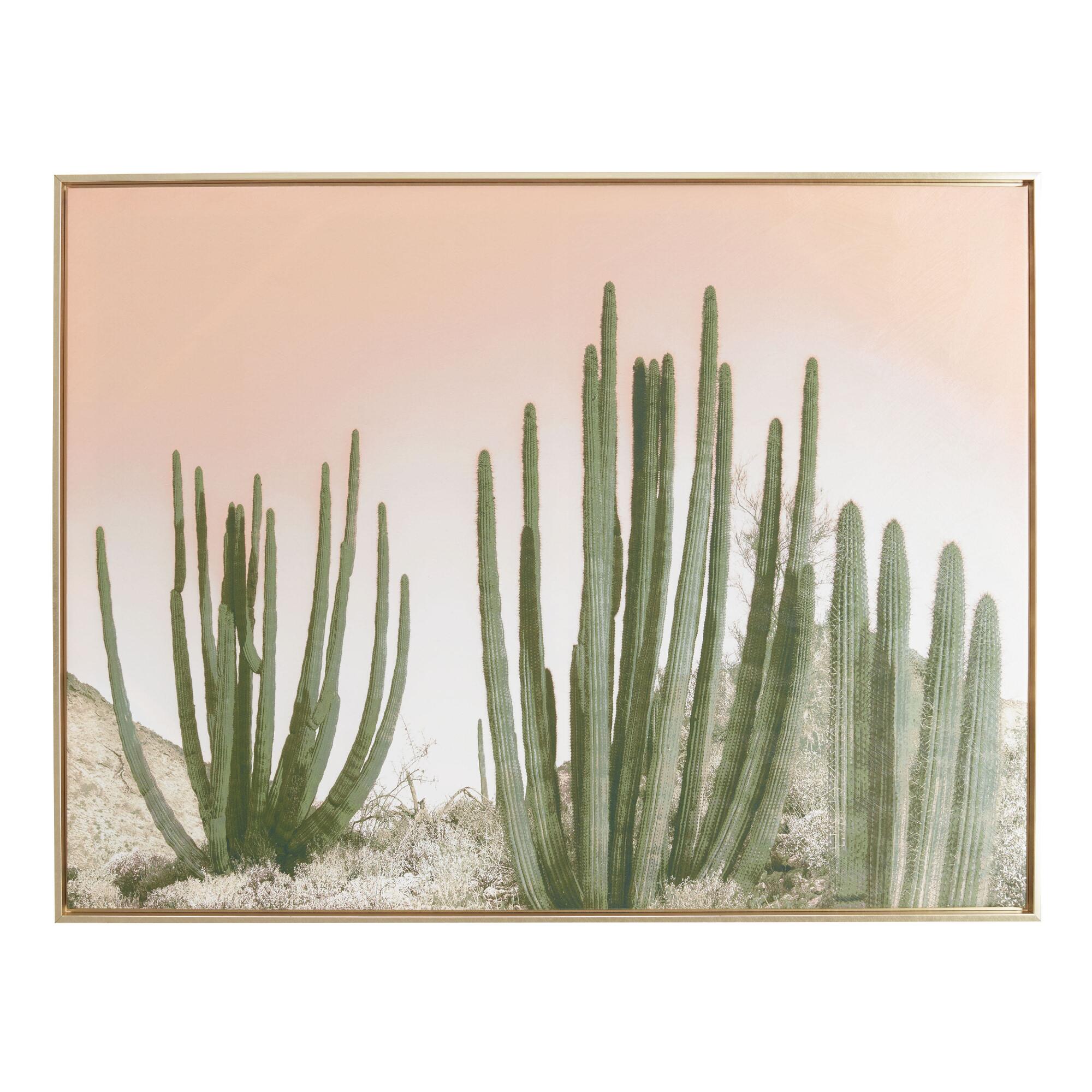 Organ Pipe Cactus Framed Canvas Wall Art: Pink/Multi/Gold - Large by World Market
