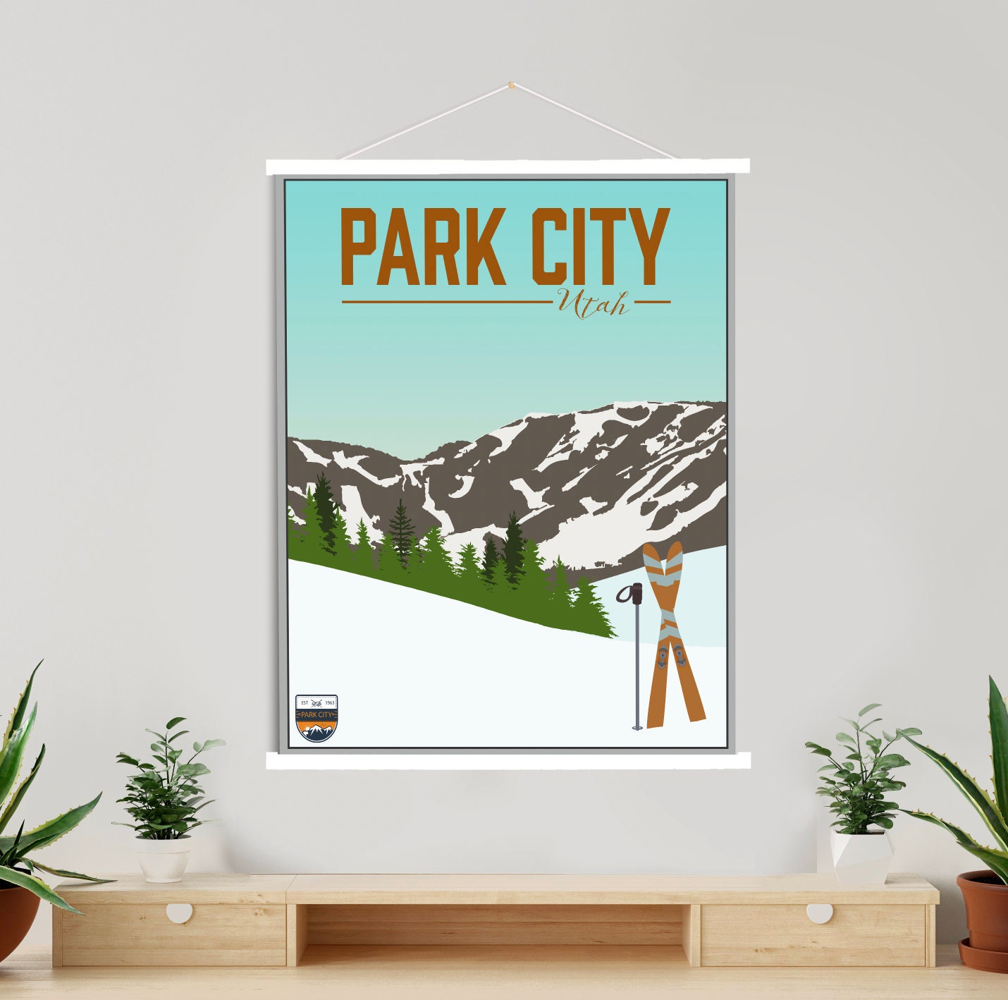 Park City Utah Ski Resort Illustration Print | Hanging Canvas Of Printed Marketplace