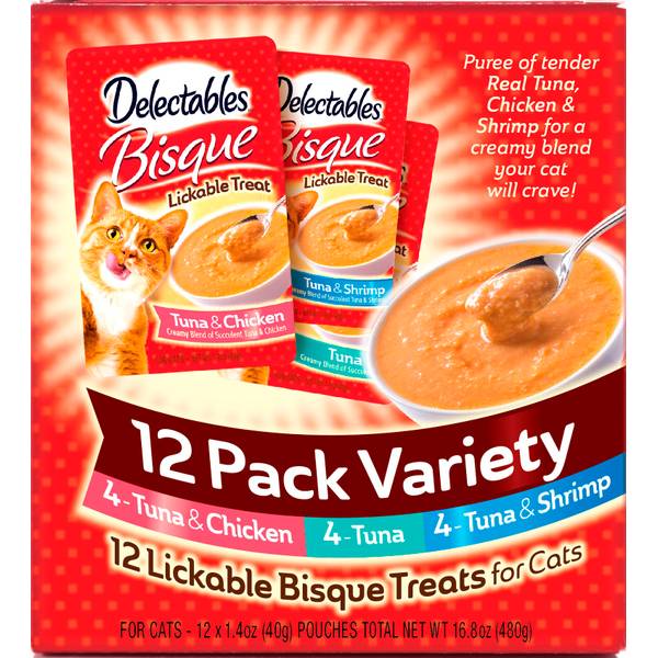 Delectables 12-Pack 1.4 oz Lickable Bisque Treats for Cats
