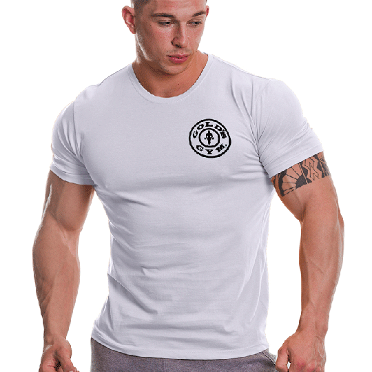 Gold's Gym Basic Left Chest T-shirt, White/Black