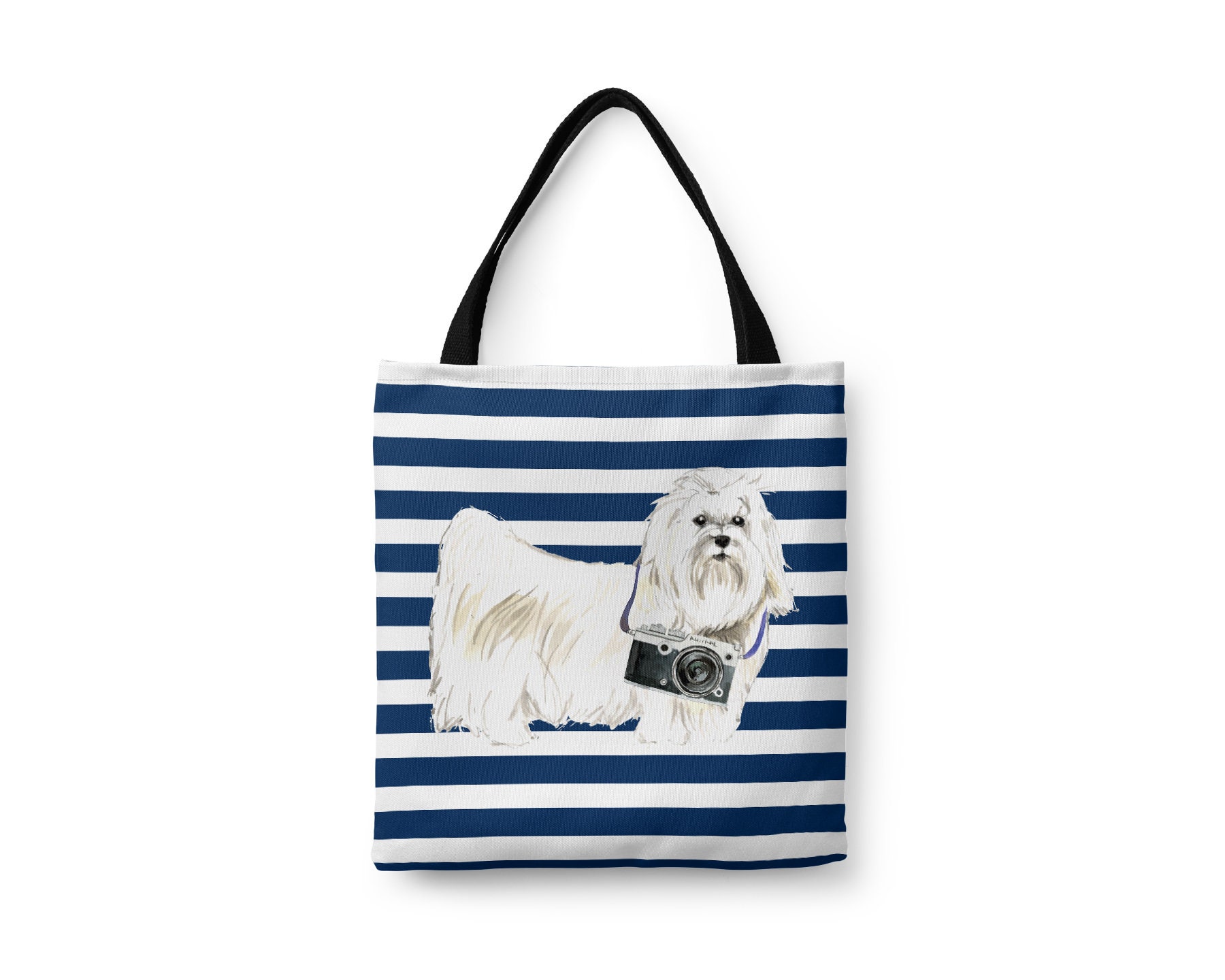Maltese Dog Tote Bag - Illustrated Dogs & 6 Travel Inspired Styles. All Purpose For Work, Shopping, Life. Lion Dog Shoulder Bag