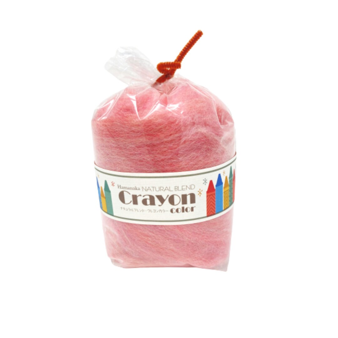 Hamanaka Natural Blend Crayon Merino Wool Roving - Pink 30G