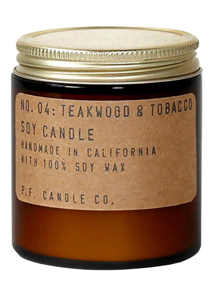 P.F. Candle Co. No. 4 Teakwood and Tobacco Mini Soy Jar Candle