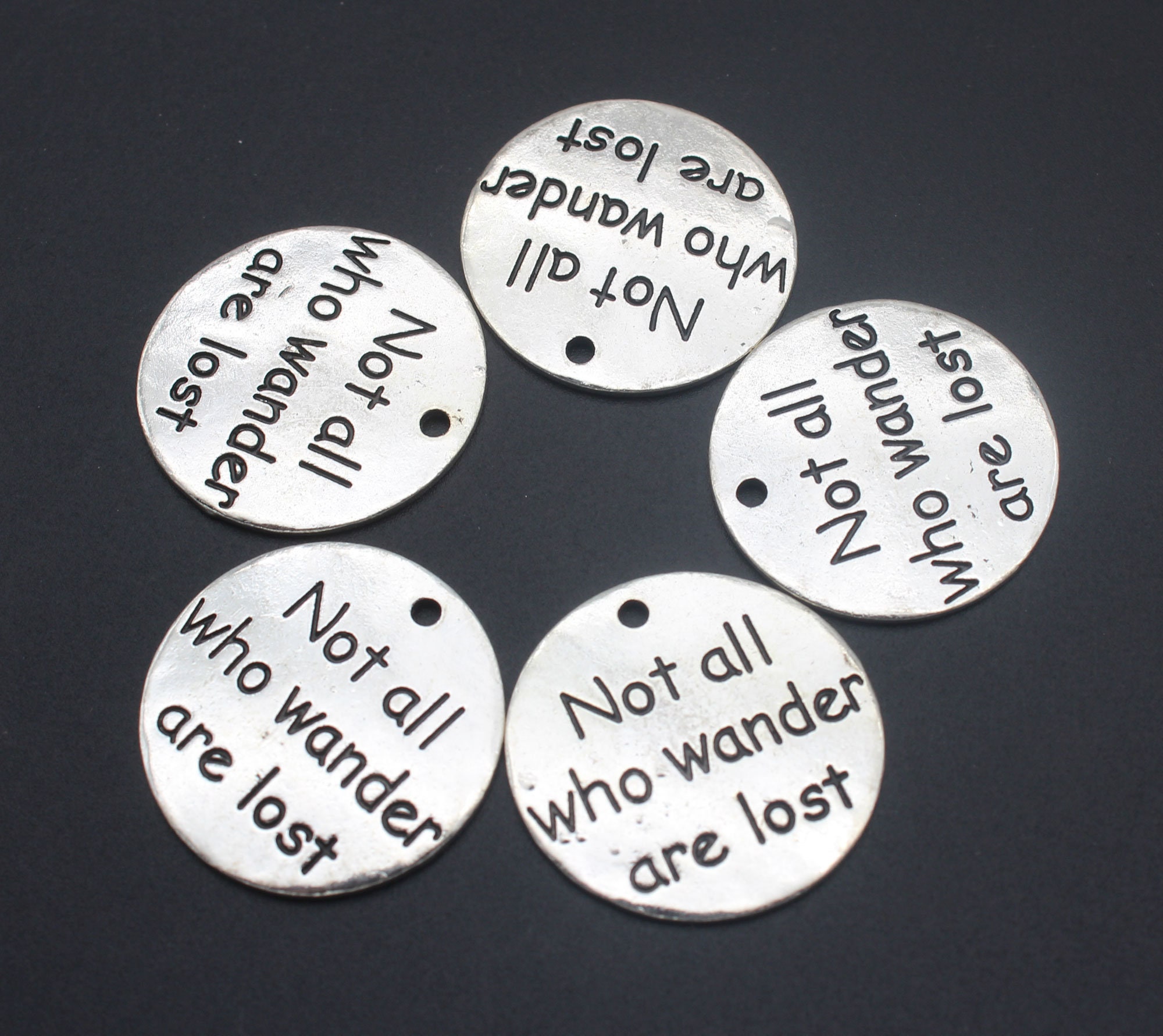 5Pcs-Not All Who Wander Are Lost Charm Pendant, Alloy Charm, Bulk Charm-25MYf176