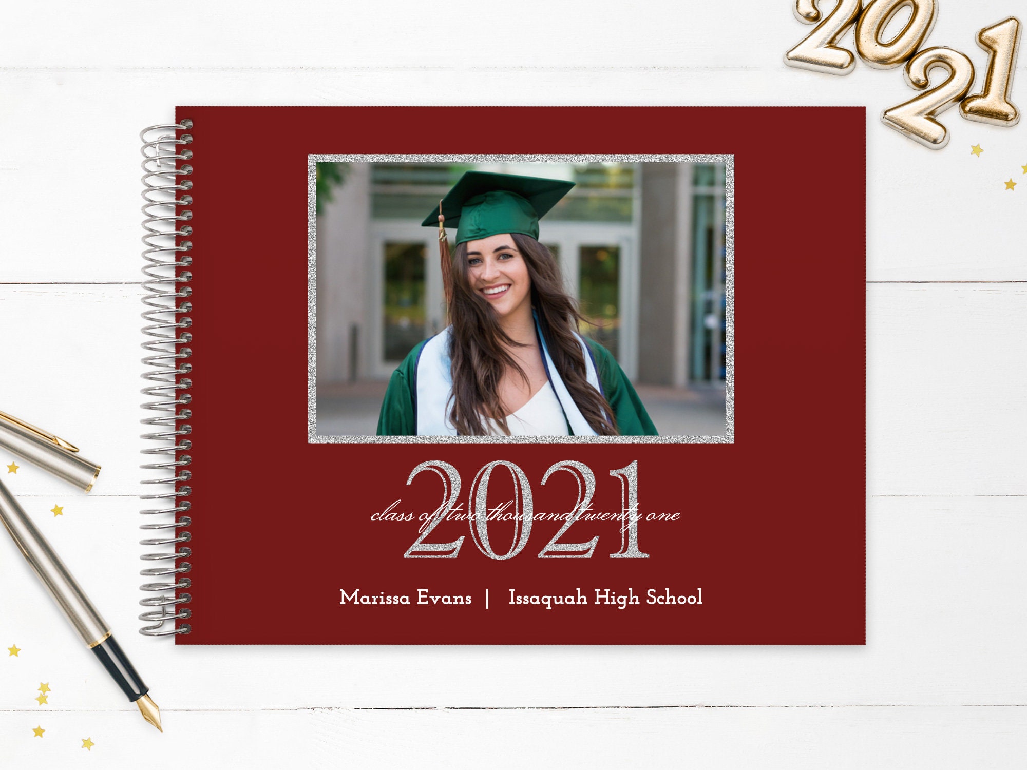 Graduation Party Guestbook | Custom Grad Guest Book Personalized Guestbook Year Frame