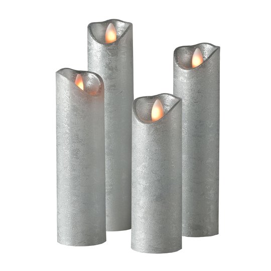 LED-kynttilä Shine, 4 kpl, Ø 5 cm, hopea