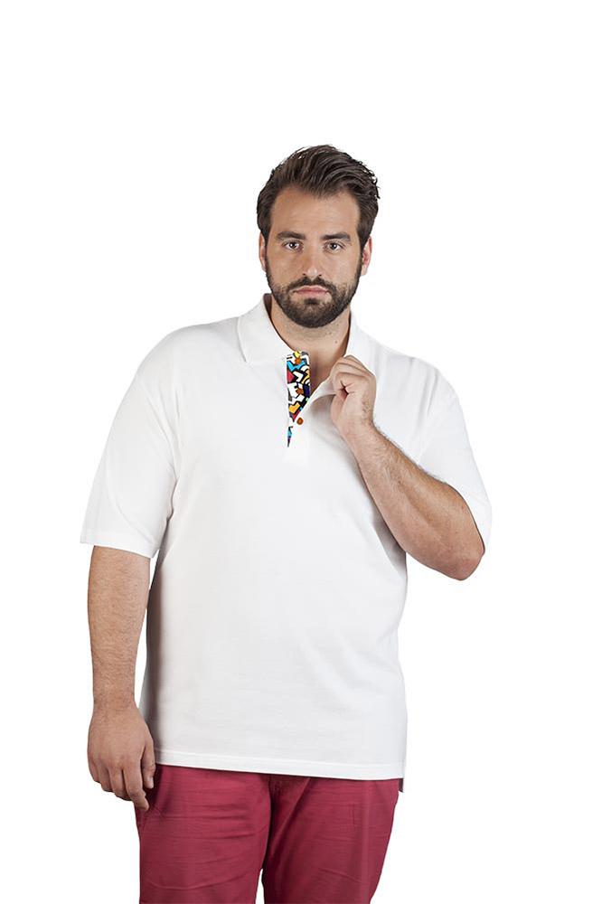 Superior Poloshirt "Graphic" 502 Plus Size Herren, Weiß, XXXL