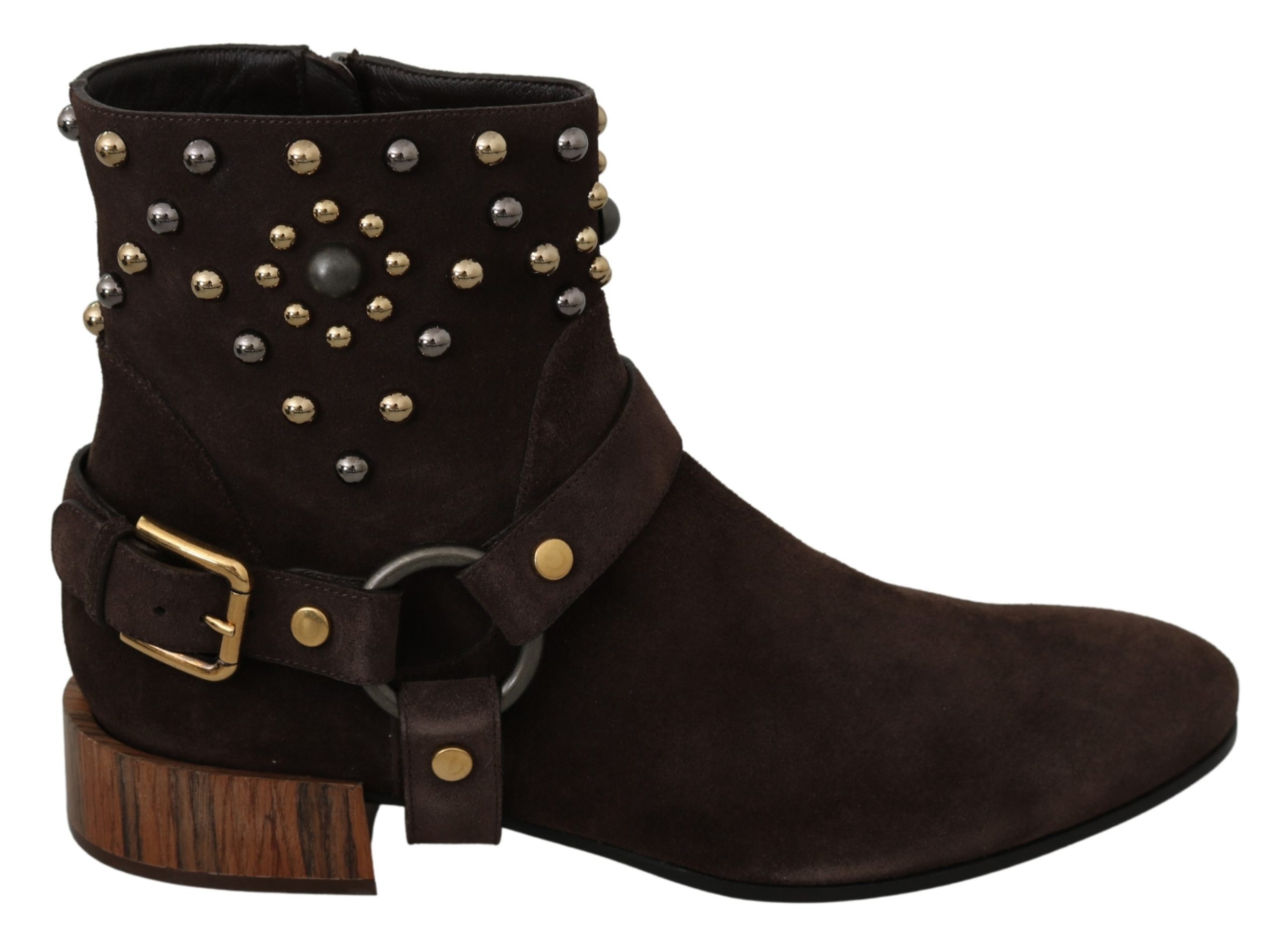 Dolce & Gabbana Women's Suede Studded Cowboy Boot Brown LA7050 - EU39/US8.5