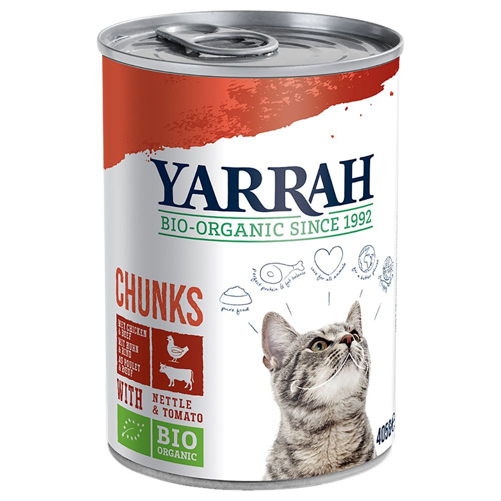 Yarrah Organic Chunks Saver Pack 12 x 405g - Organic Chicken & Organic Turkey with Organic Nettle & Organic Tomato