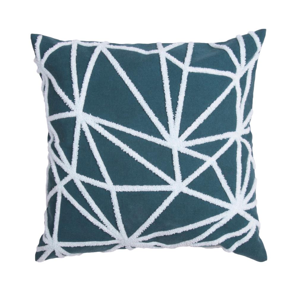 Decor Therapy Thro by Marlo Lorenz 18-in x 18-in Deep Teal Woven Polyester Blend Indoor Decorative Pillow in Blue | TH024519002E