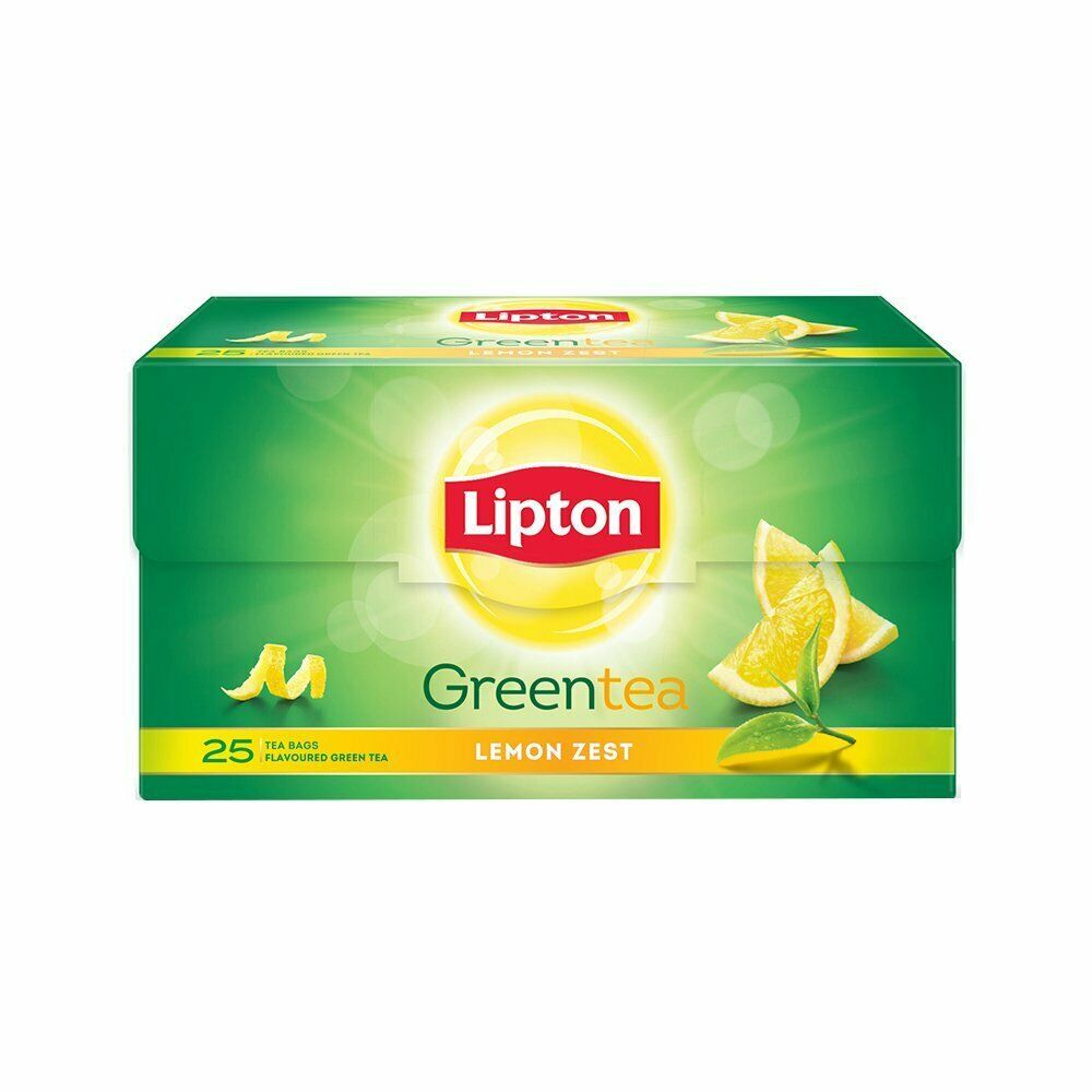 Lipton Lemon Zest Green Tea Bags, 25 Pieces