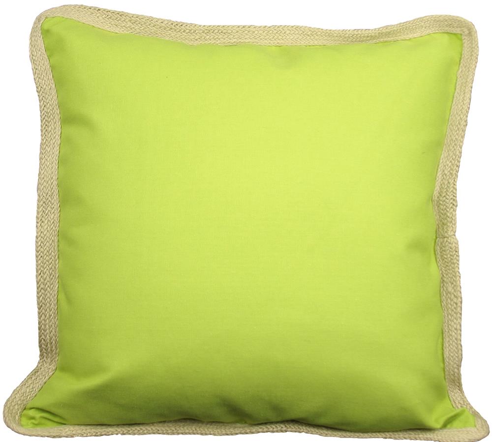 MANOR LUXE Classic Jute Trim 20-in x 20-in Green Apple Cotton Blend Indoor Decorative Pillow | ML111308GAFEATHER