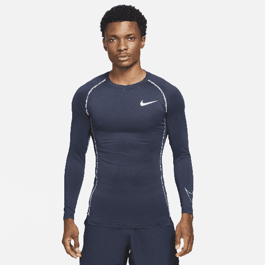 Osta Nike Pro Dri-FIT Men's Tight-Fit Long-Sleeve Top Blue 50