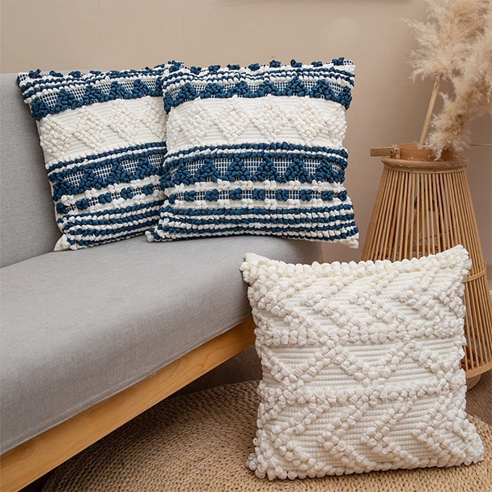 Geometric Cotton Blend Woven 18 Decorative Throw Pillow For Bedding, Sofa, Office & Home Dcor, 2 Colors