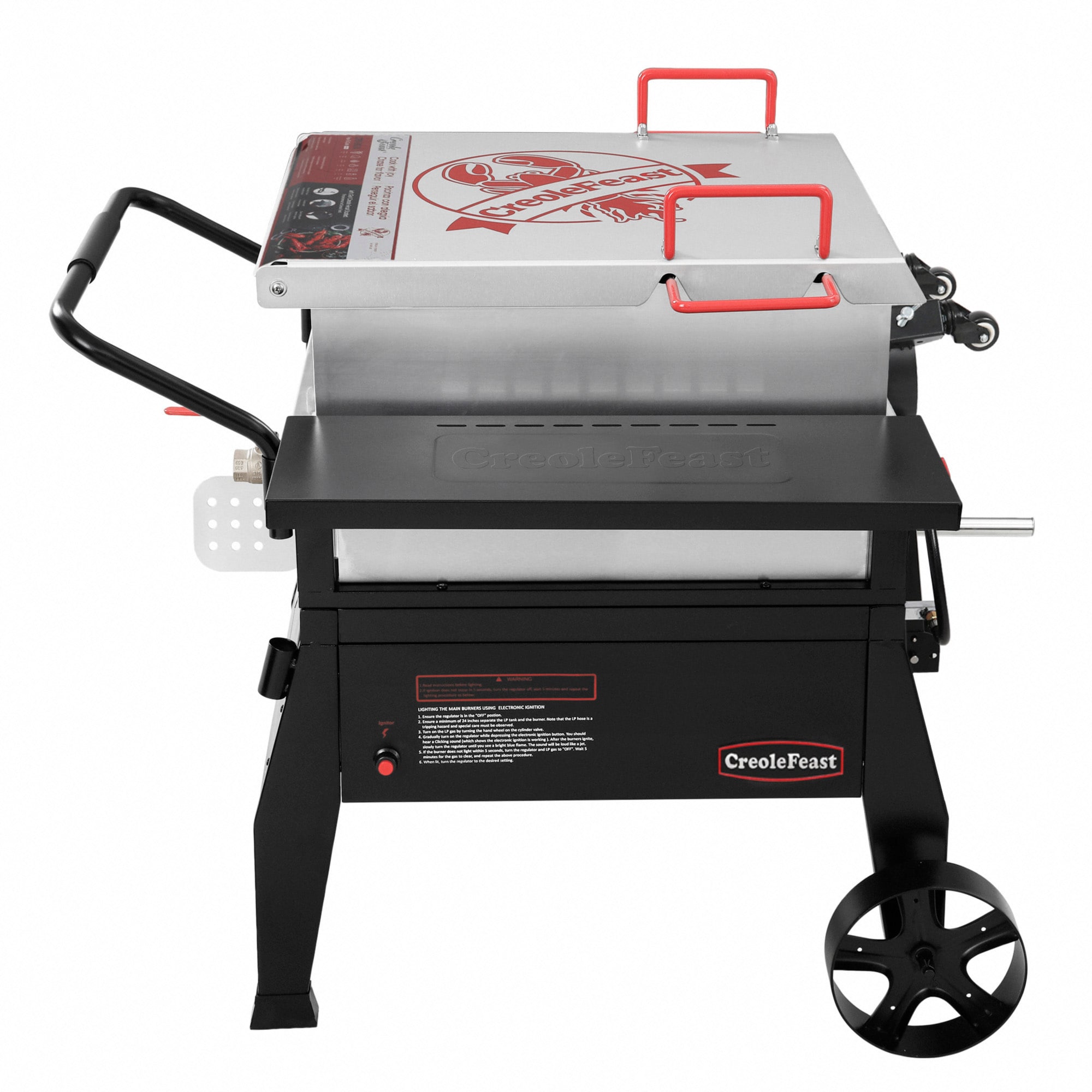 Creole Feast Creole Feast CFB1001A, Single Sack Crawfish Boiler, 90 Quart Outdoor Stove Propane Gas Cooker with 10-psi Regulator and Folding Tank