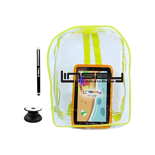 Linsay 7" Tablet with Holder, Pen, Case, and Backpack, Wi-Fi, 2GB RAM, 32GB (Android), Black/Orange (F7UHDKIDSBAGOP)