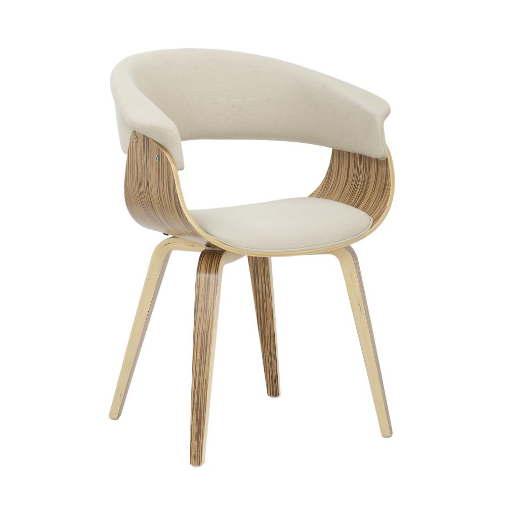 LumiSource Vintage Mod Contemporary/Modern Polyester Blend Upholstered Dining Arm Chair (Wood Frame) in Off-White | CH-VMONL ZBCR