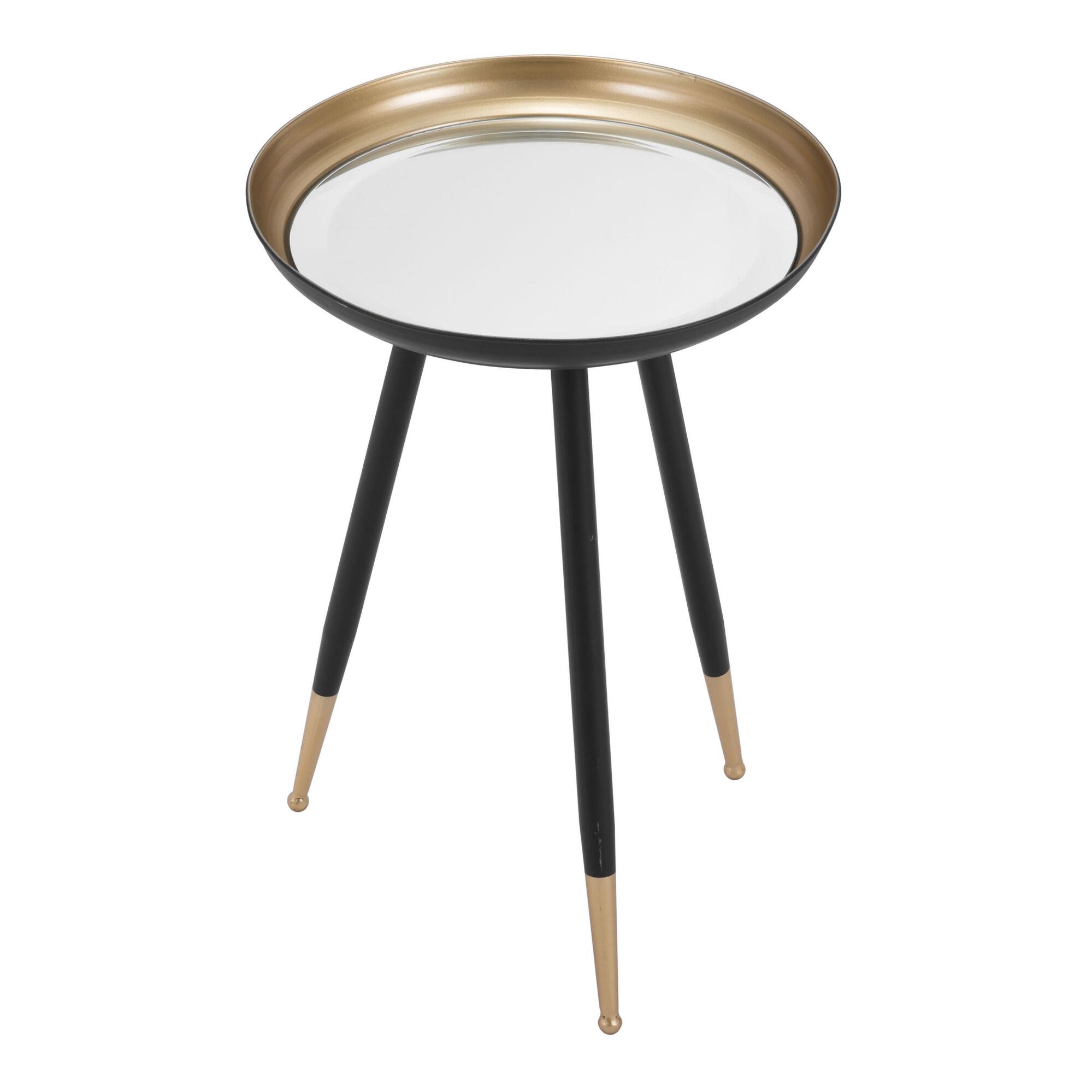 Round Black and Gold Mirrored Grand Accent Table: Black/Gold by World Market