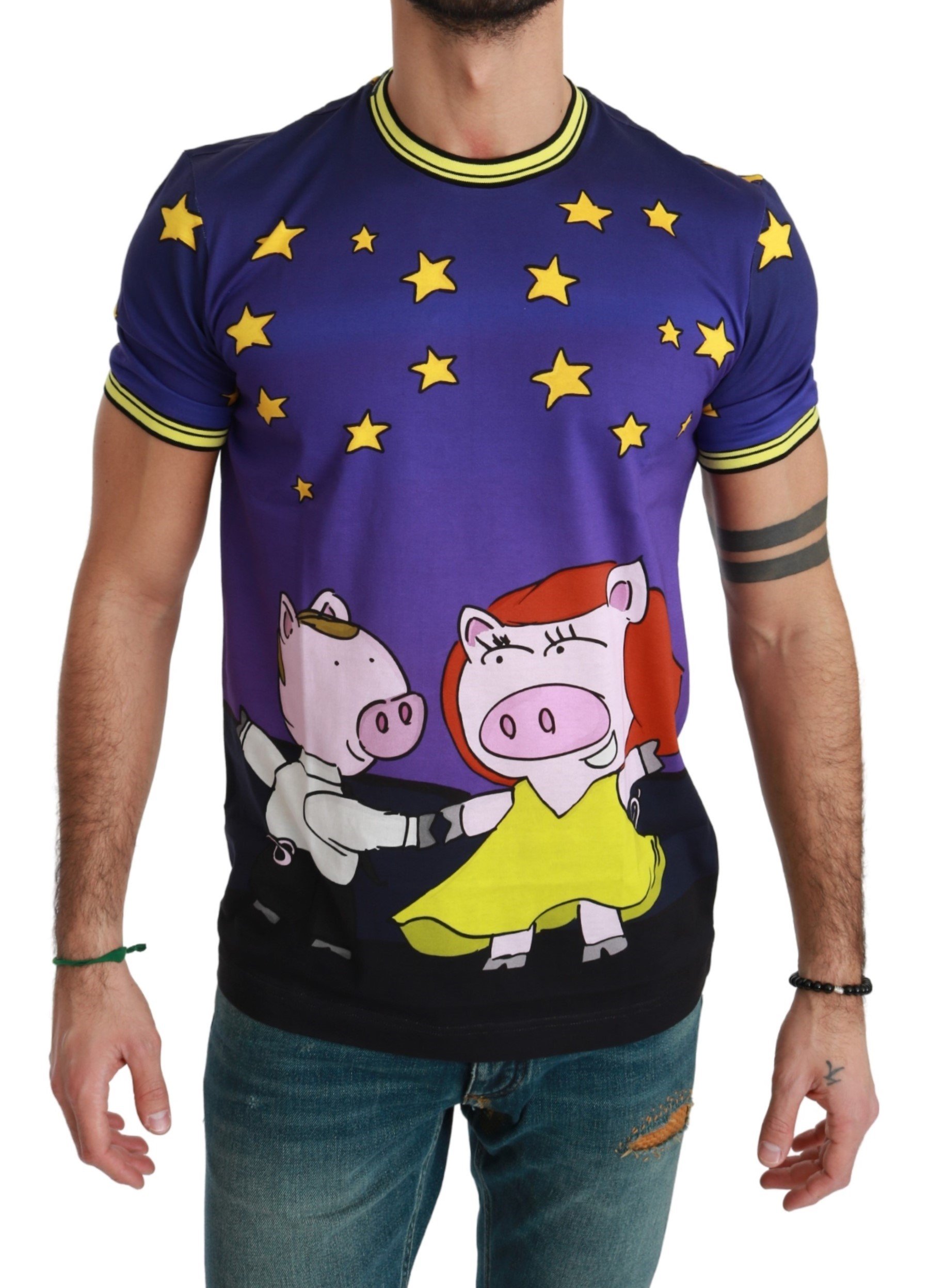 Dolce & Gabbana Men's Cotton Pig T-Shirt Purple TSH4562 - IT46 | S