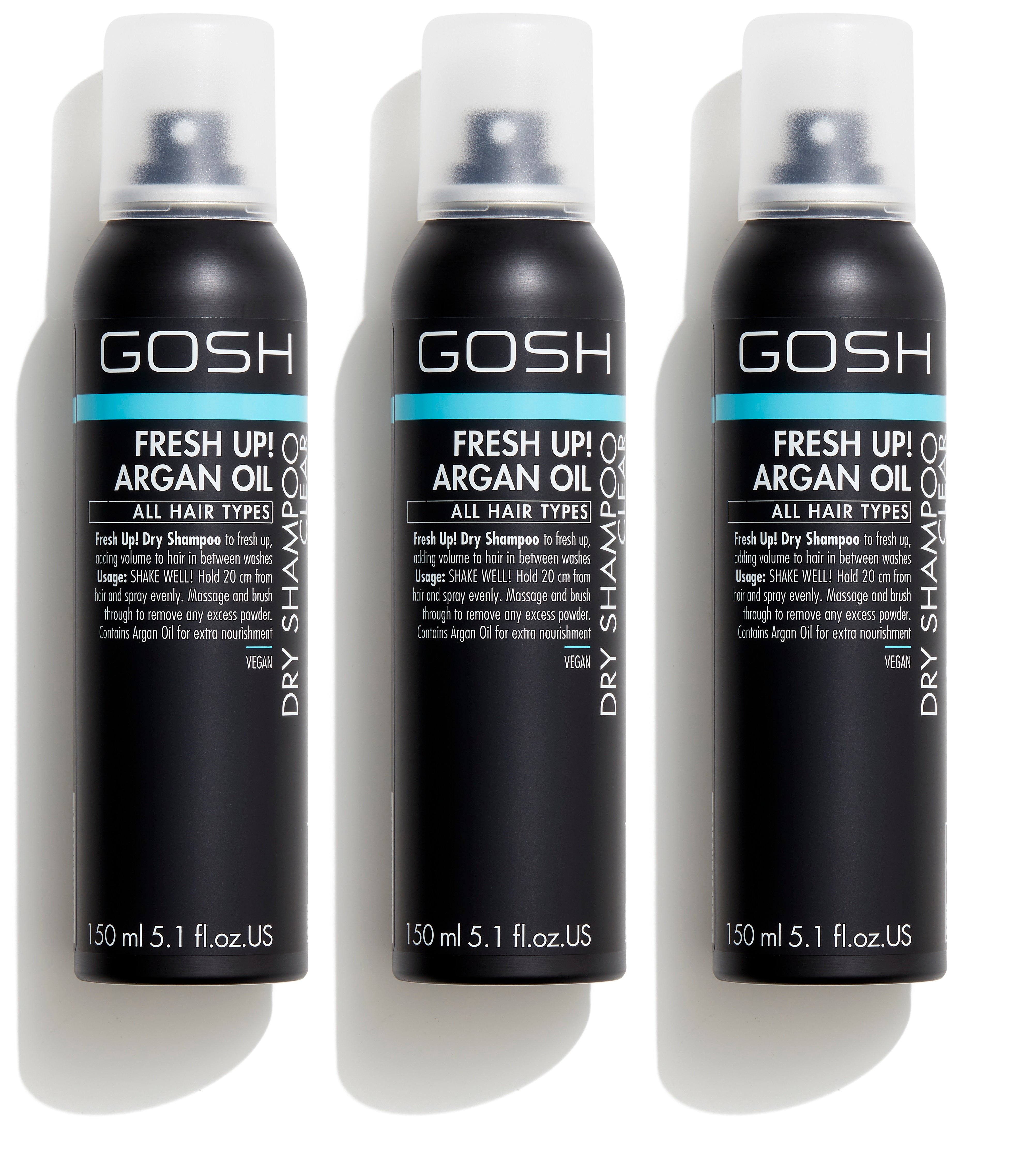 GOSH -3 x Fresh Up Dry Shampoo Clear 150 ml
