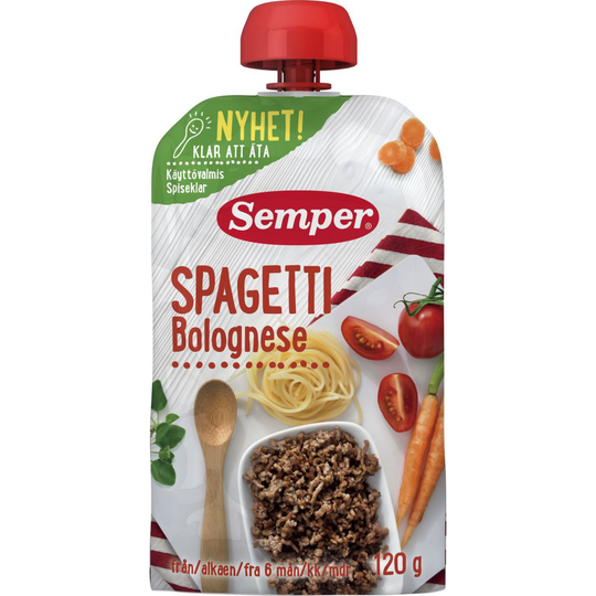 Köp Semper Spagetti bolognese 6 mån 120 g