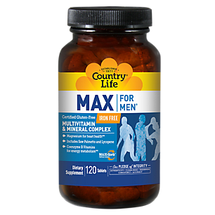 Max Multivitamin & Mineral Complex for Men with Saw Palmetto & Lycopene - Iron Free (120 Tablets)