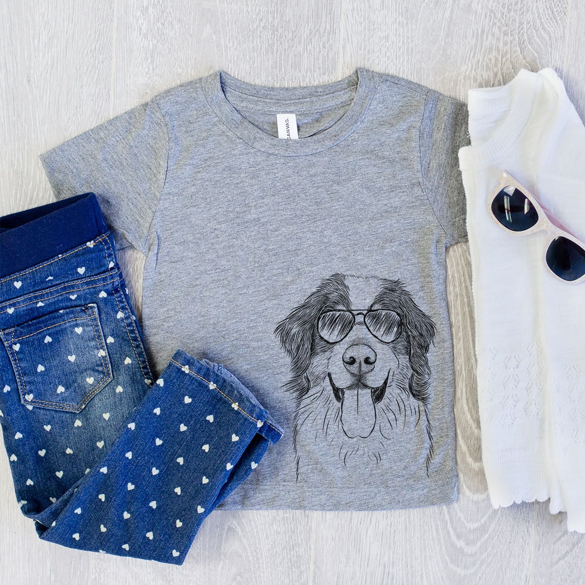 Blaze The Bernese Mountain Dog Tri-Blend Shirt - Kids Tshirt Animal Glasses T Shirt, Berner