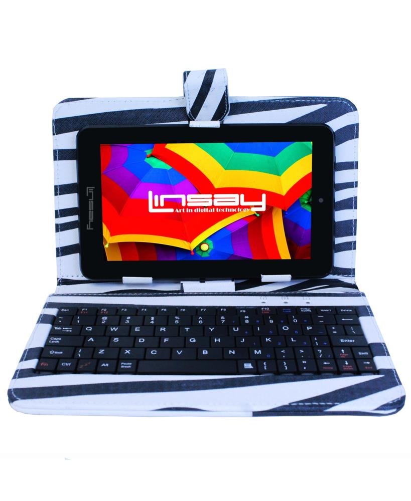 LINSAY 7-in Wi-Fi Only Android 10 Tablet with Accessories with Case Included | F7XHDBLKZEBRA
