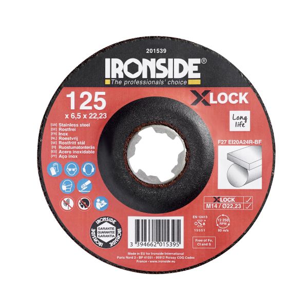 Ironside 201539 Navrondell X-LOCK, 125 x 6,5 x 22,23 mm, rustfritt