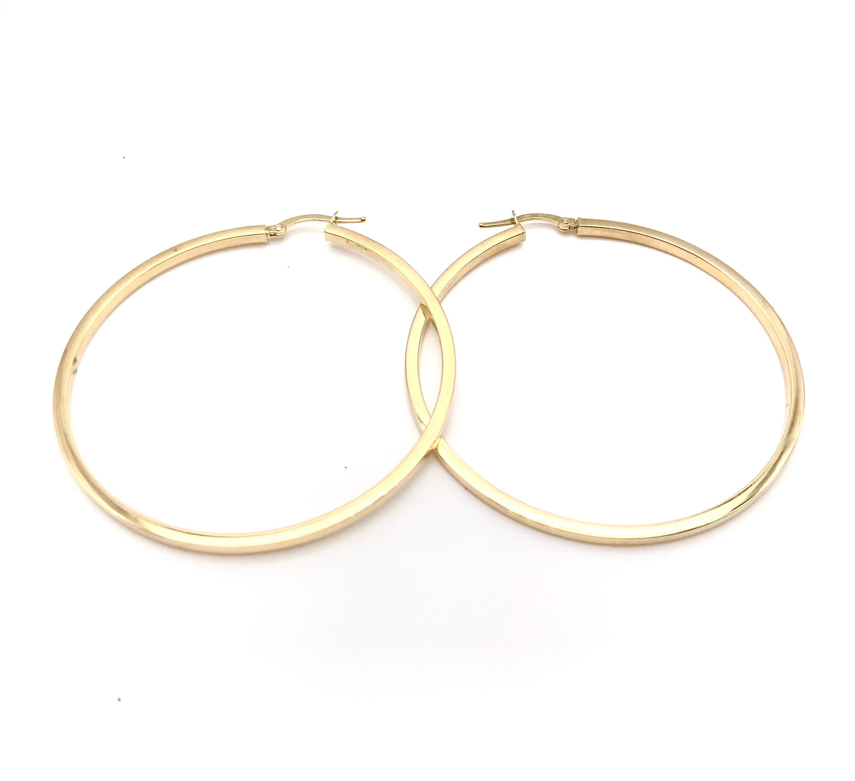 18K Gold Dainty Hoop Earrings Hoops Polished Large Italian Jewelry Gift For Her Made in Italy