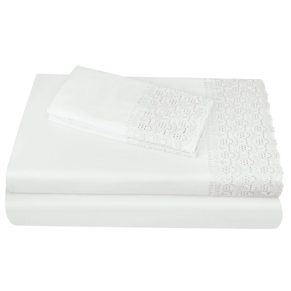 Grace Home Fashions RENAURAA Smart King Cotton Blend Bed Sheet in White | 1400CVC_AP-LC KG WH