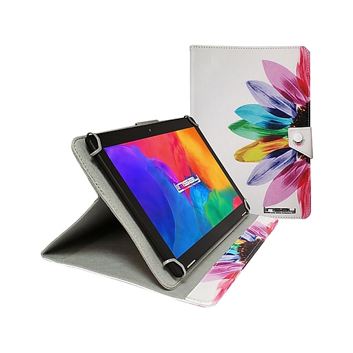 Linsay 10.1" Tablet with Case, WiFi, 2GB RAM, 32GB Storage (Android), Black/Rainbow Marble (F10IPRAIN)