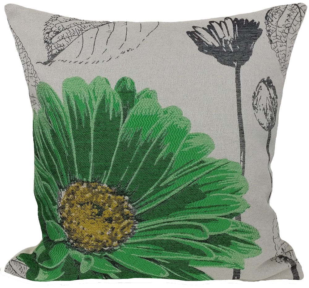 MANOR LUXE Flower18-in x 18-in Green Cotton Blend Indoor Decorative Pillow Polyester | ML14938GREENFEATHER