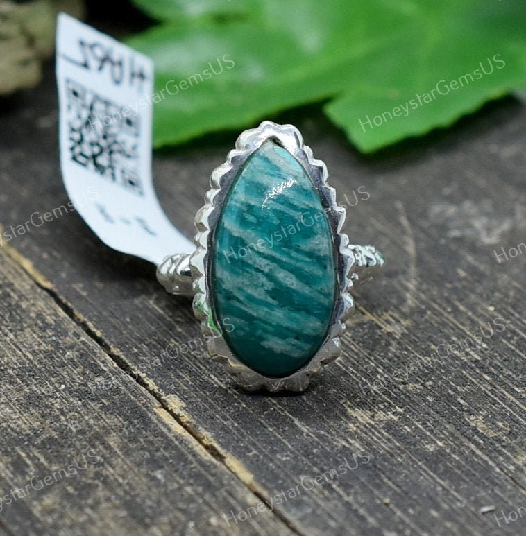 Amazonite Ring 6 Us Silver Ring, Fine Jewelry, Statement Gift For Mother, Rings For Women, Costume Jewelry #ha 65 Body