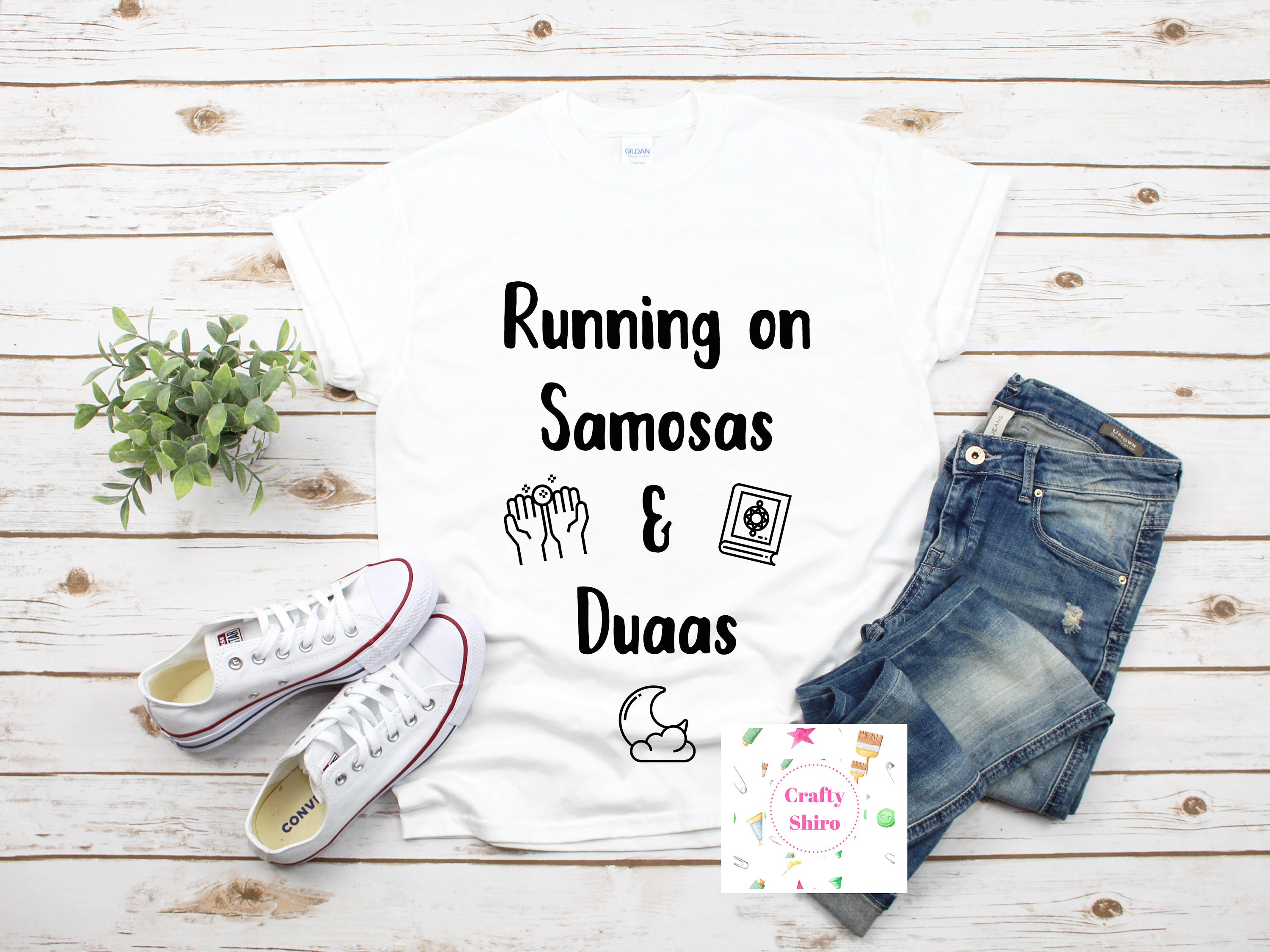Ramadan T-Shirt - Running On Samosas & Duaas T-Shirt, Ramadan Outfit, Tshirt, Mubarak, Pajamas, Pjs, Eid