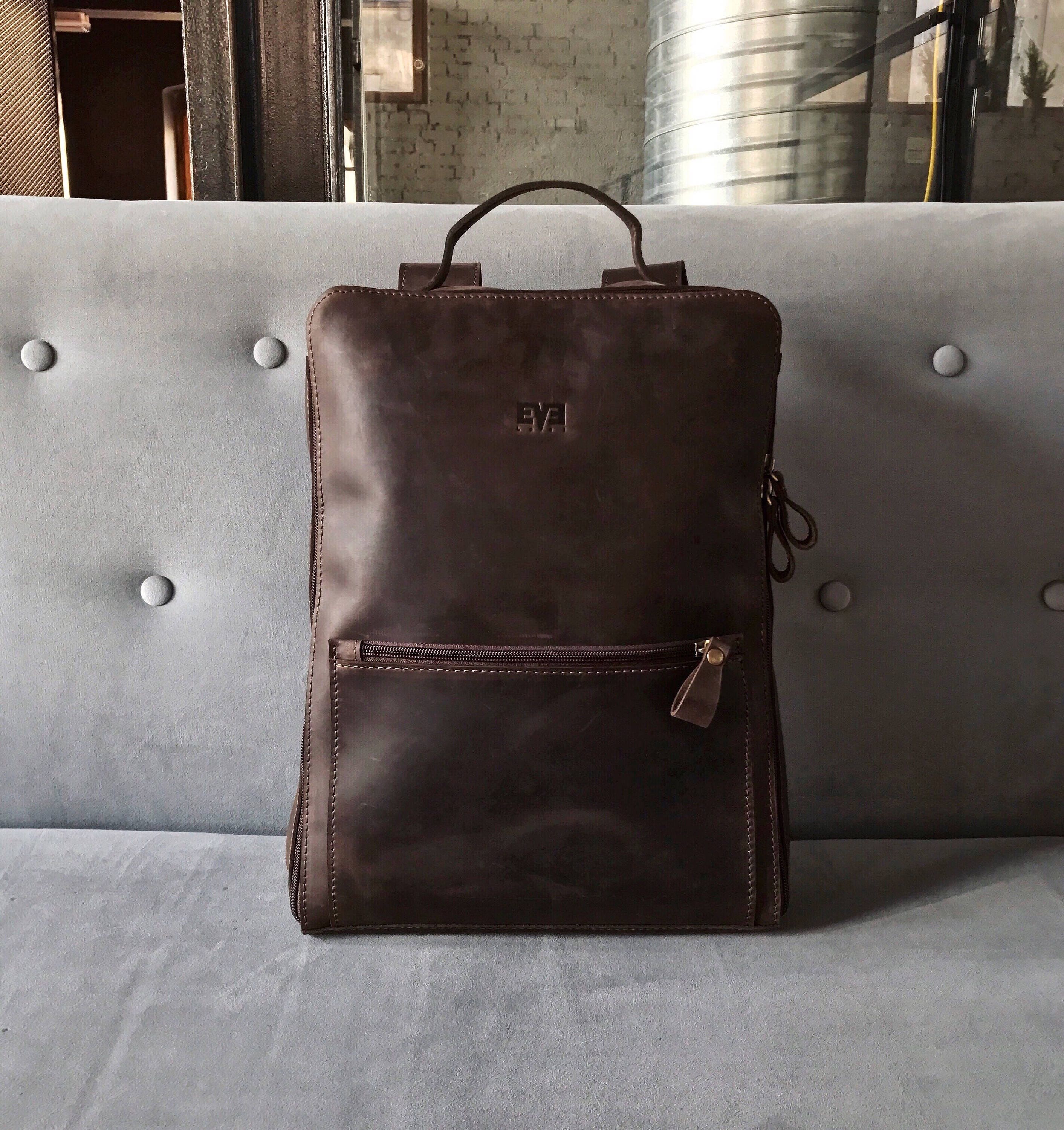 Handmade Leather Backpack/Citi Backpack Handcrafted Leather Rucksack On Zipper Brown Bag