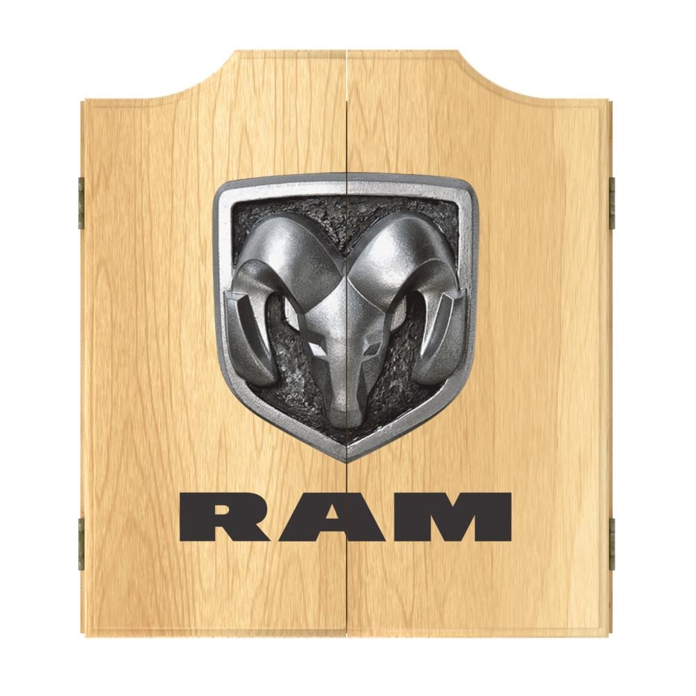 Trademark Gameroom Dart Board Cabinet Set- RAM Dartboard Game Includes 6 Steel Tip Darts, Scoreboard and Hanging Wood Cupboard | RAM7010-LOGO