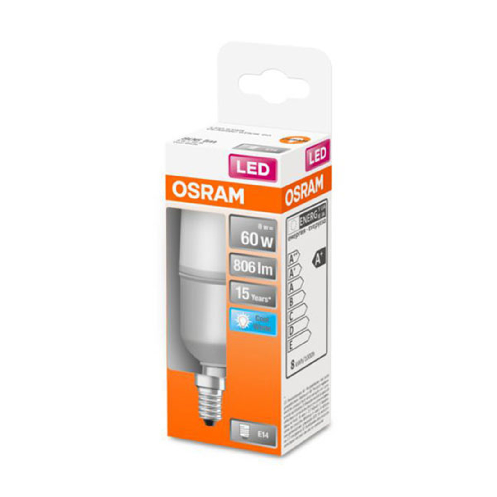 OSRAM-LED-lamppu E14 Classic Stick 4 000 K 8W