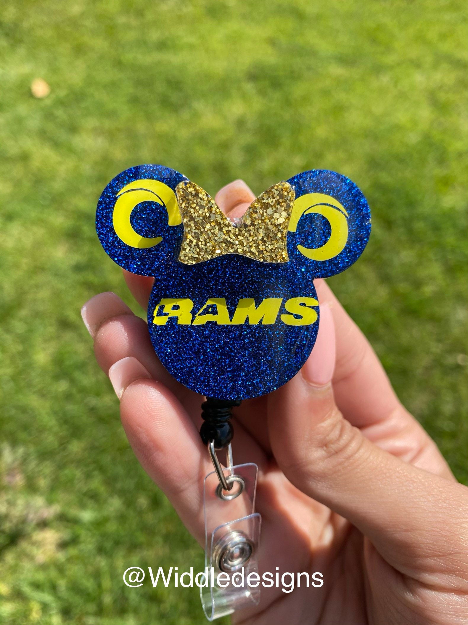 Los Angeles Rams Minnie Mouse Badge Reel Id Holder/Keychain