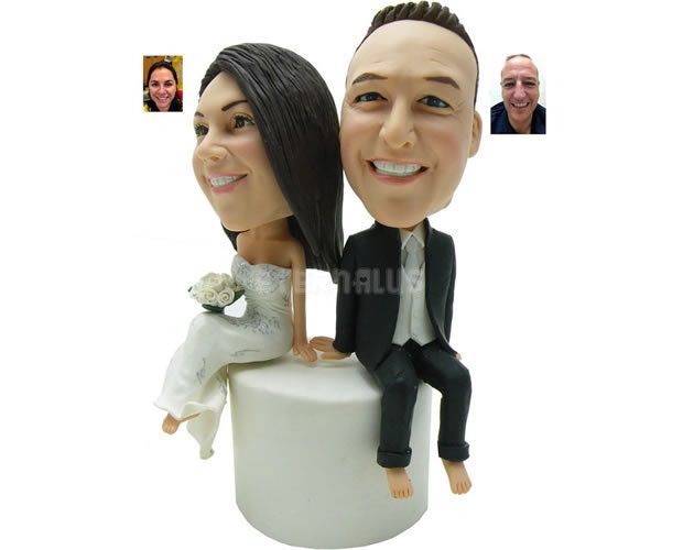 Custom Bride & Groom Cake Toppers , Personalized Custom Wedding Cake Topper Form Head To Toe Looks Like You