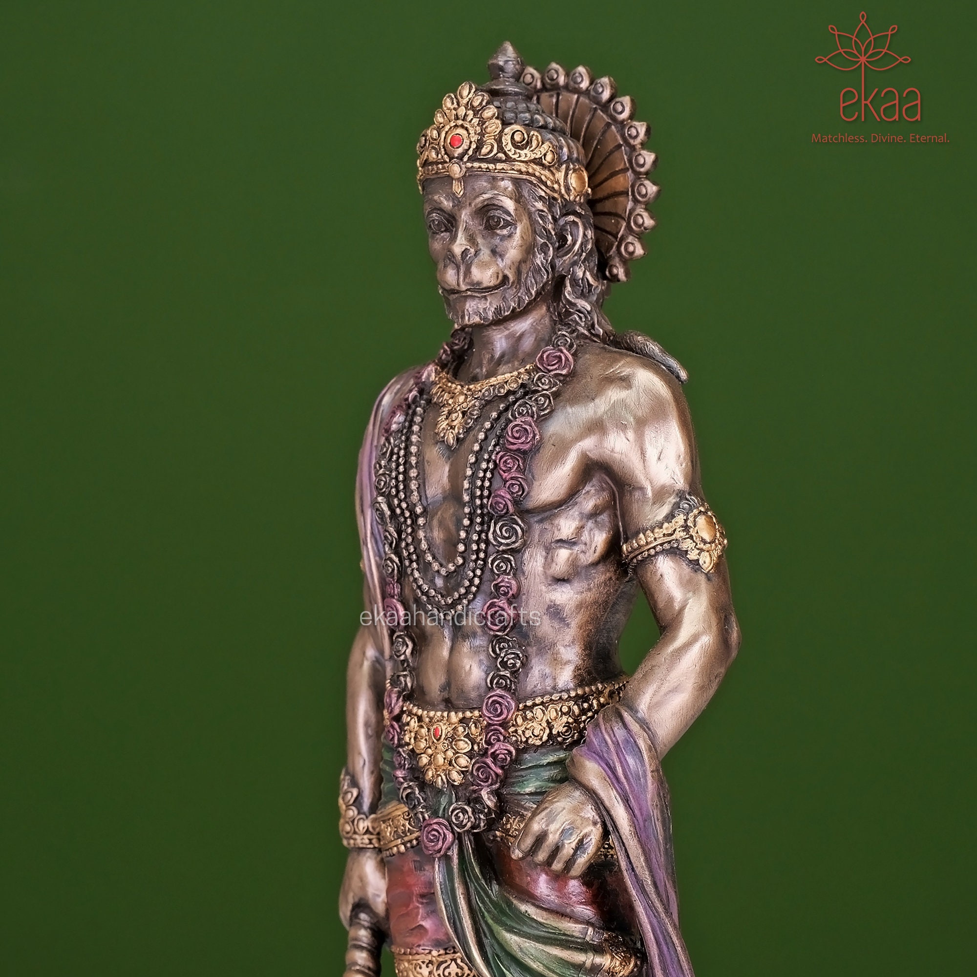 Hanuman Ji Statue, Large Size 28cm Standing Lord Ram Bhakt Hanuman, Anjani Putra Hanuman, Kesari Nandan Money God With Gadha