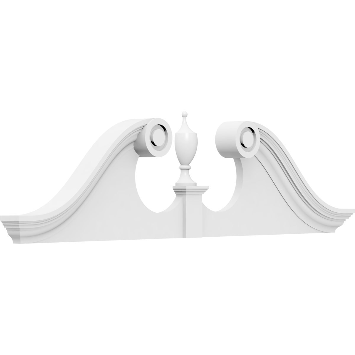 Ekena Millwork Rams Head 38-in x 9.5-ft PVC Pediment Entry Door Casing Accent in White | PEDPS038X095RHP00