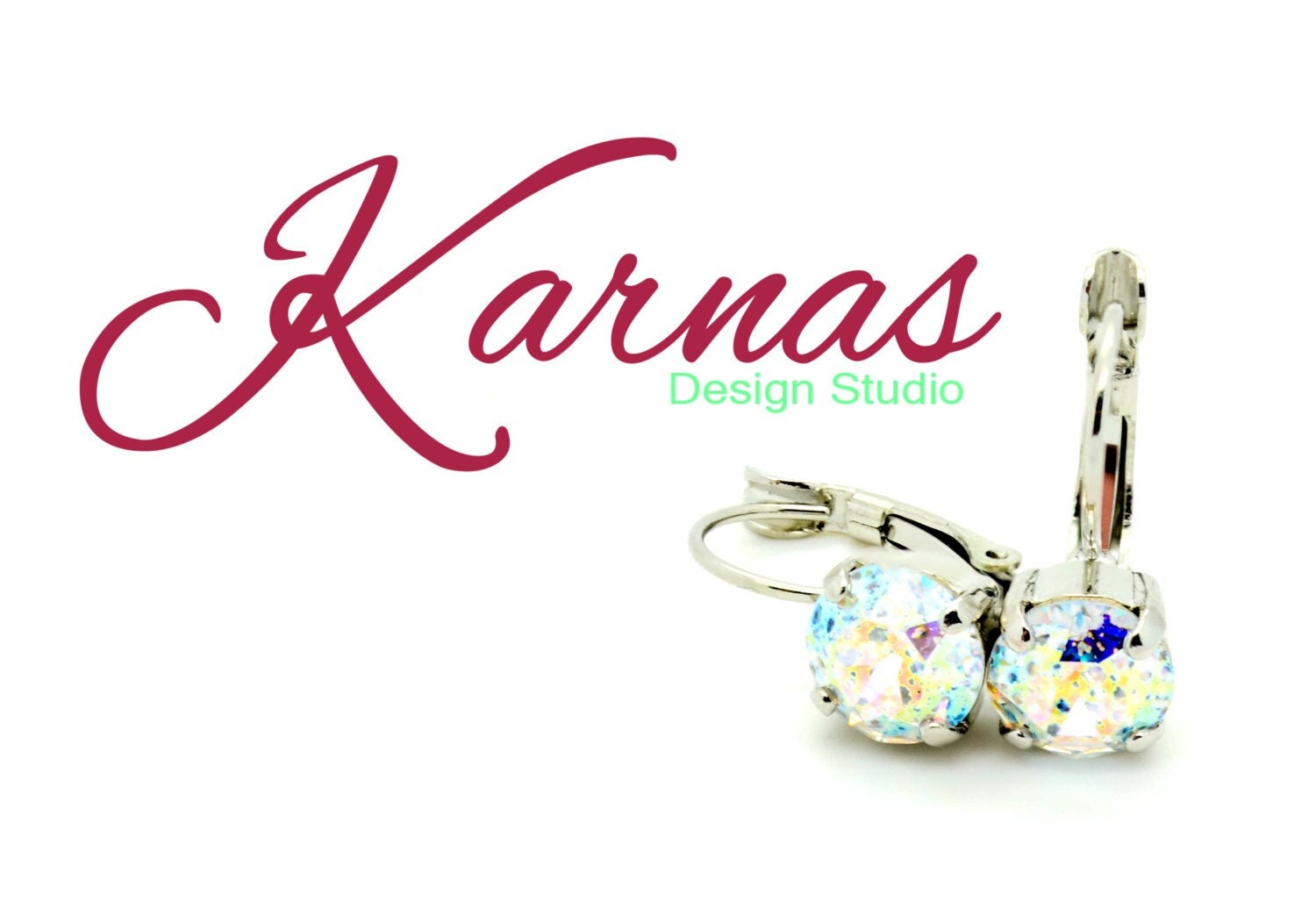 Dusted Crystal 8mm Drop Or Stud Earrings Made With K.d.s. Premium Crystal Choose Your Finish Karnas Design Studio Free Shipping